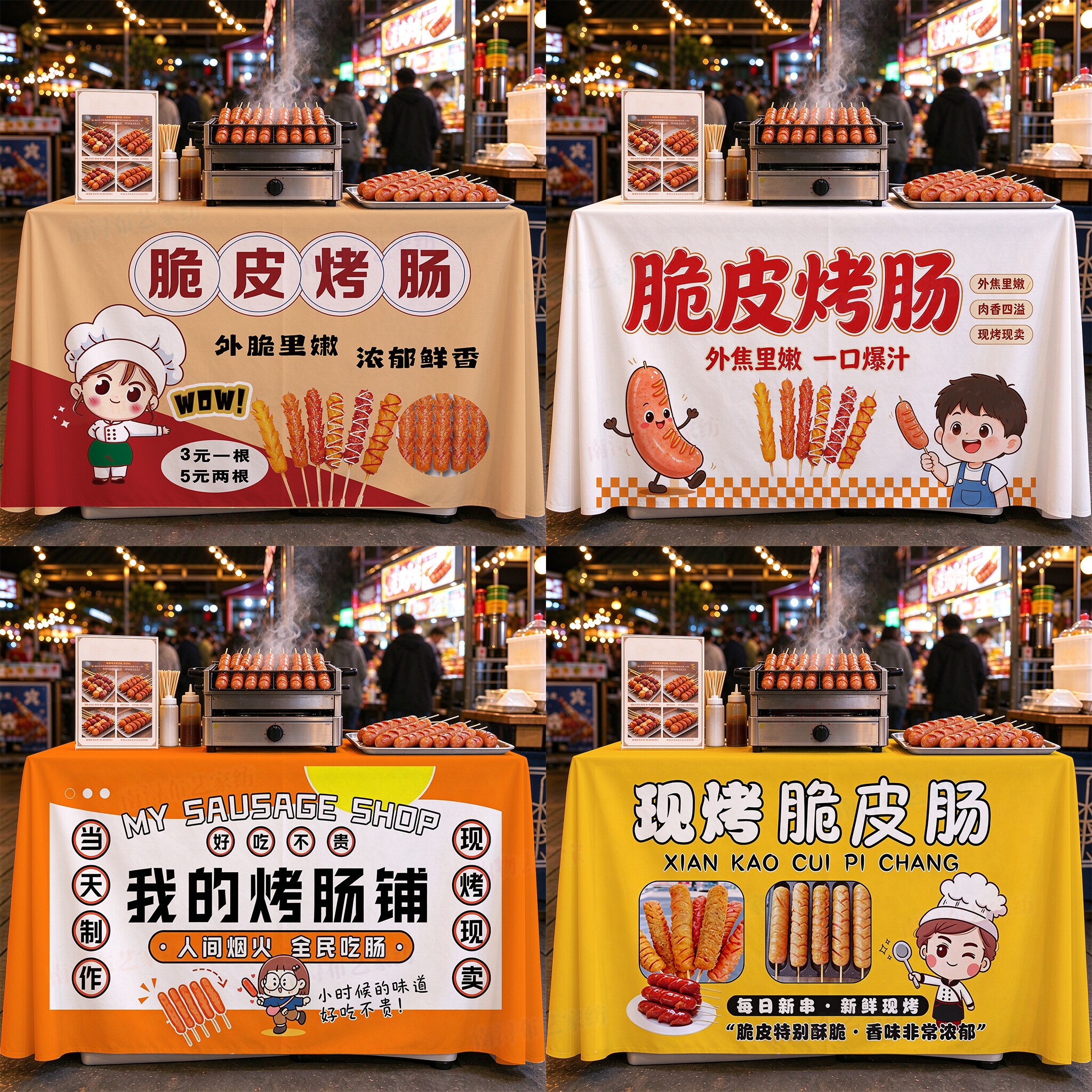 夜市摆摊露营车广告定制桌布