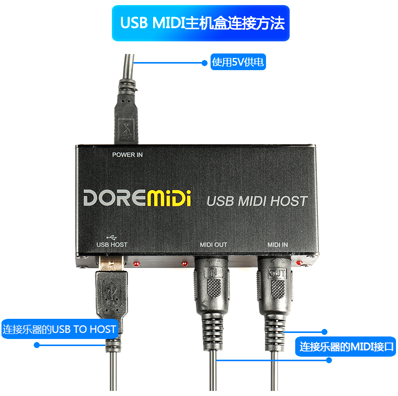 DOREMidi USB MIDI HOST主机盒子电吹管吉他效果器音源专用UMH-10