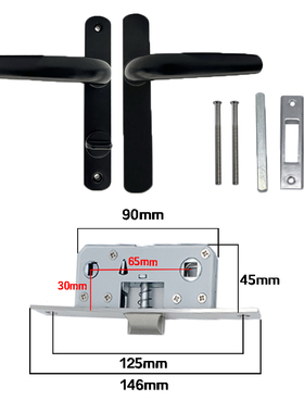 阳台门平开门4325 6525铝合金门孔距50执手锁4335断桥铝门通道锁