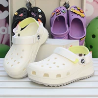 Crocs, тапочки в стиле Crocs, пляжная обувь, мюли подходит для мужчин и женщин, для влюбленных, закрытый носок, увеличивают рост