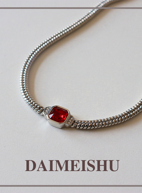 欧美复古个性夸张红色锆石锁骨项链女百搭高级感小众时尚简约颈链