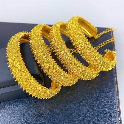 中东迪拜饰品bangles云南民族风24k镀金开口链子手镯饰品现货