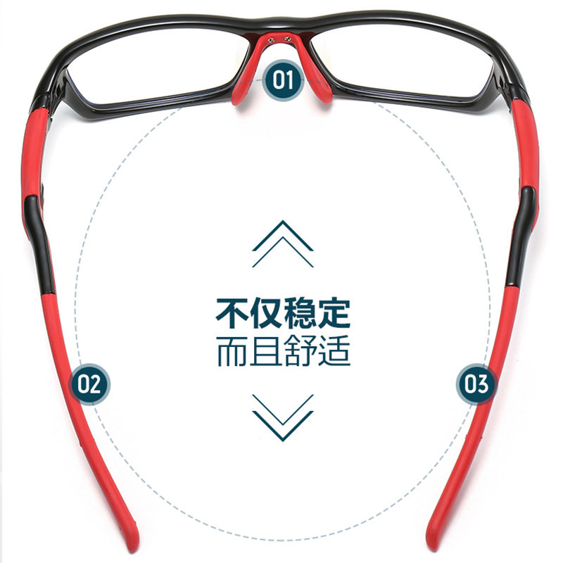 美国外销新款方框运动眼镜男时尚光学眼镜硅胶鼻托户外骑行镜架