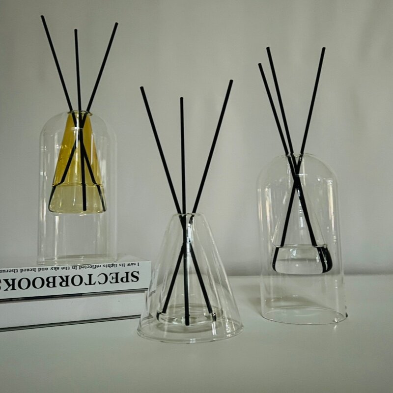 玻璃香薰瓶子精油ins简约藤条高级香氛扩香棒器挥发空瓶桌面摆件