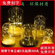 掌柜推荐 饰品透明防尘火树灯底座带灯 永生花玻璃罩创意摆件居家装