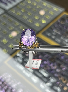 意大利设计天然紫水晶S925银女款戒指紫水晶活口戒指双层工艺镶嵌