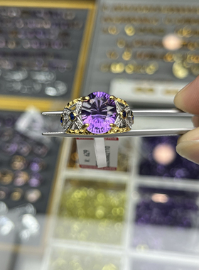 意大利工艺天然紫水晶S925银女款戒指满火彩颜色浓郁活口戒指双层