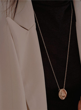 高端18K钛钢水滴几何ins风个性极简约轻奢小众长款毛衣链项链