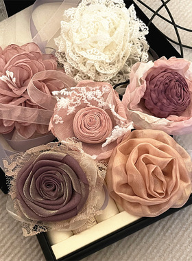 手作氛围感清冷感烧边玫瑰花劲链高级温柔甜美纯欲仙女风绑带项链