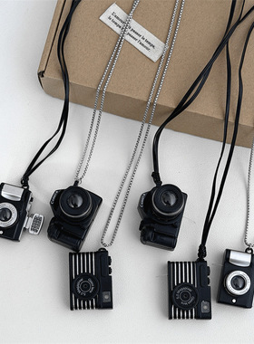 发光发声照相机项链屋背带相机玩具搭配跨绳时尚嘻哈毛衣链