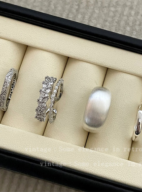 2025年新款精致轻奢双层锆石开口戒指女个性食指戒小众设计指环潮