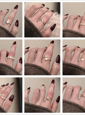 vintage高级感复古拉丝宽版戒指小众设计感个性百搭中古风轻奢