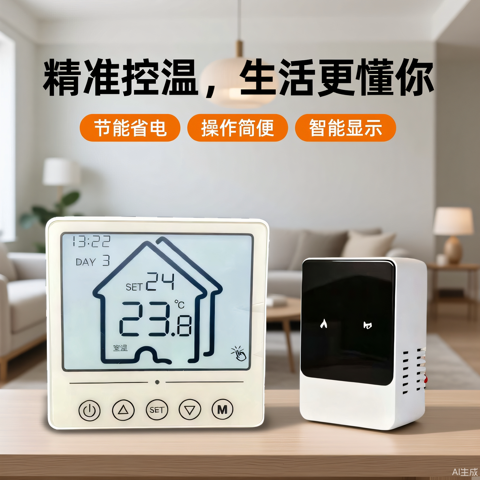 琪芮天然气壁挂炉温控器有线款无地暖控制面板