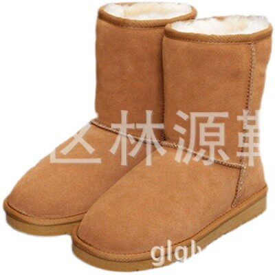 亲子款羊皮毛一体儿童雪地靴女男童婴儿棉鞋软底短靴X-VUGGVO