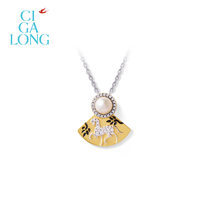 CIGALONG龙梓嘉翼马珍珠项链耳钉新品敦煌原创新中式珠宝