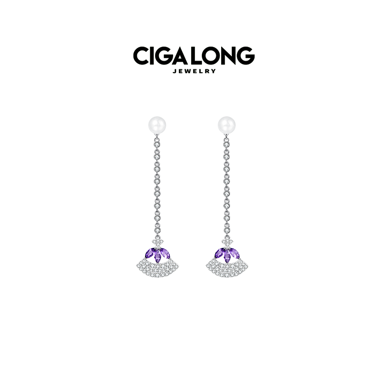 CIGALONG紫水晶耳坠锆石耳饰