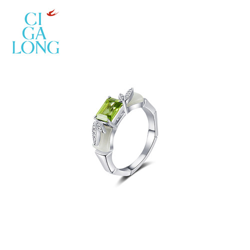 CIGALONG龙梓嘉节节高升和田玉橄榄石项链新中式珠宝