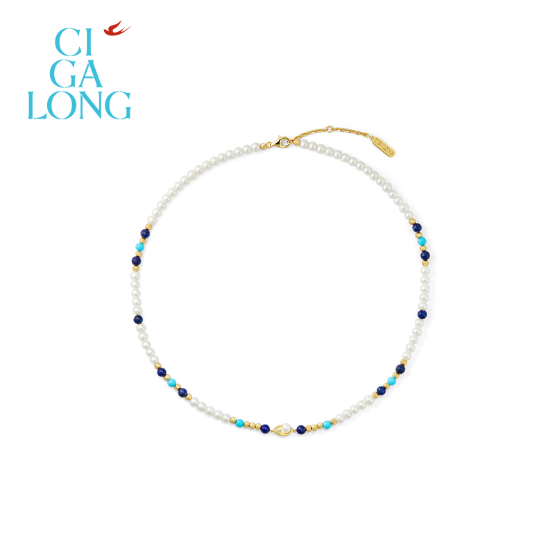 CIGALONG龙梓嘉玉兰花瓣绿松石项链耳钉原创新品新中式珠宝