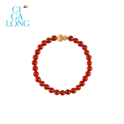 CIGALONG龙梓嘉金丝福禄玛瑙手串新中式珠宝礼物