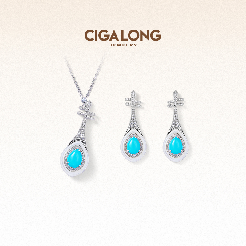 CIGALONG龙梓嘉琵琶绿松石母贝项链新品新中式珠宝