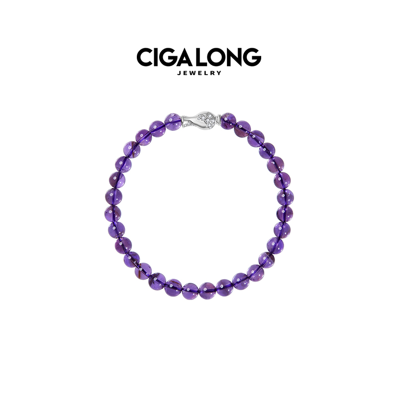 CIGALONG龙梓嘉飞燕宝瓶紫水晶手串珠落玉盘新中式珠宝礼物