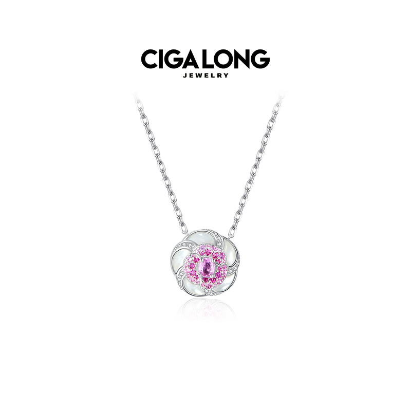 CigaLong山茶花项链宝石吊坠
