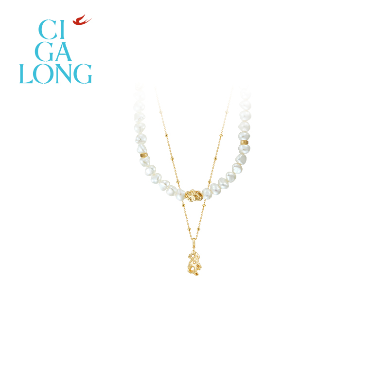 孙怡同款CIGALONG龙梓嘉石来运转巴洛克珍珠项链新中式珠宝礼物