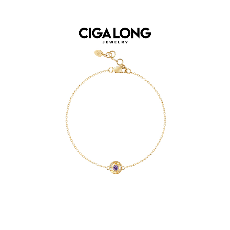 CIGALONG龙梓嘉十二生辰石珍珠紫水晶手链18K金新中式珠宝