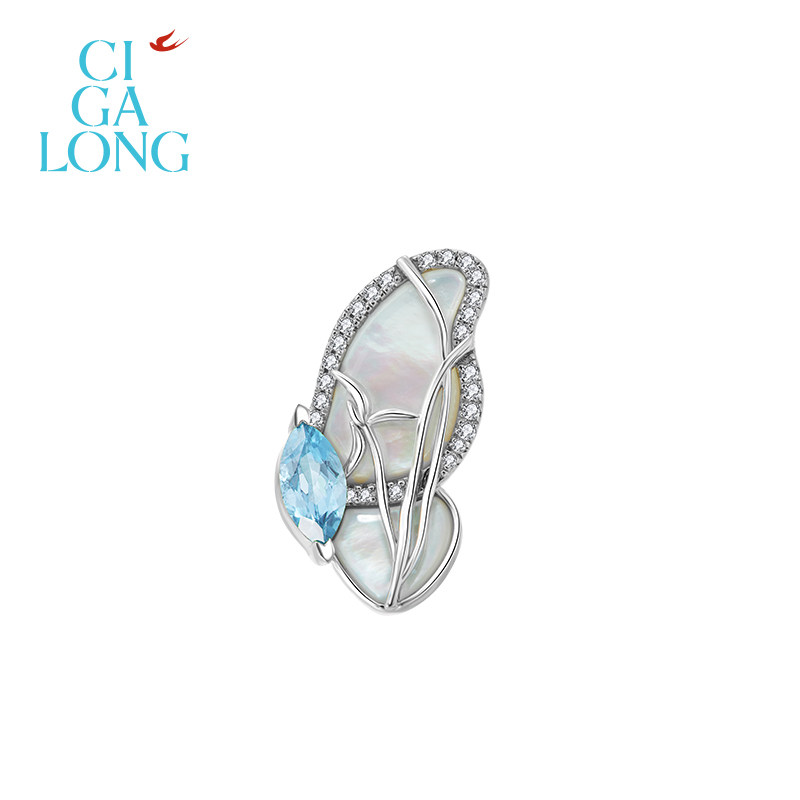 CIGALONG龙梓嘉霜色蝴蝶托帕石母贝胸针新中式珠宝,珠宝/钻石/翡翠,手饰,淘宝优惠券,粉丝福利购,淘宝优惠卷