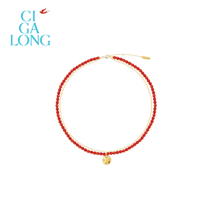 CIGALONG龙梓嘉五福临门红玛瑙红宝石项链福禄新中式 珠宝新年礼物
