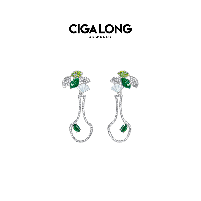 CIGALONG松柏翡翠胸针