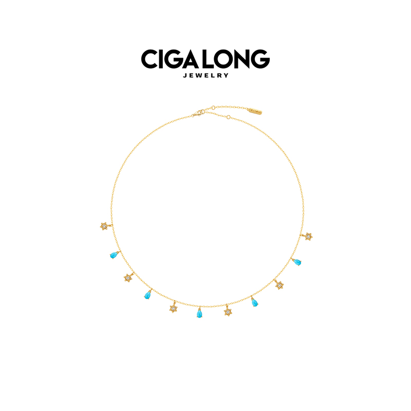 CIGALONG龙梓嘉菱花纹绿松石项链东方悠然新中式珠宝