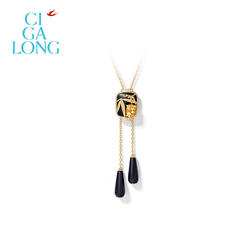 CIGALONG龙梓嘉福竹灯笼黄水晶项链耳钉新品系列原创新中式珠宝