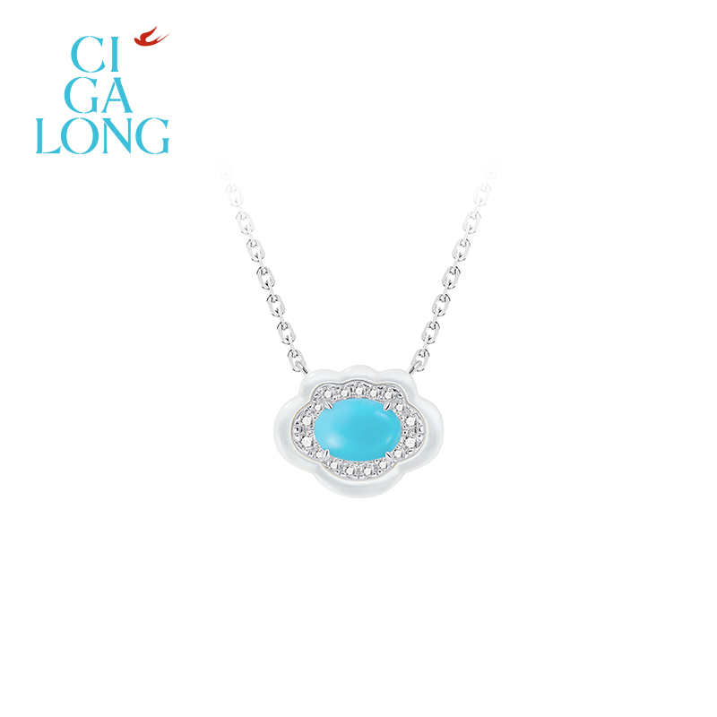 CIGALONG龙梓嘉如意纹天山绿松石项链戒指耳钉新中式珠宝