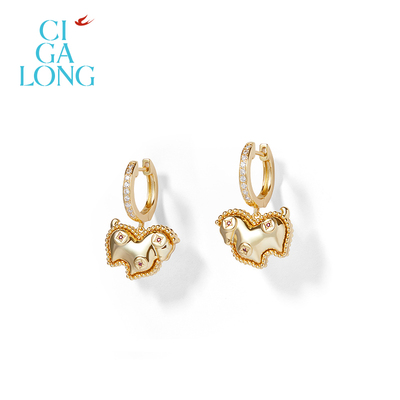 [新品]CIGALONG龙梓嘉千里马红宝石耳圈戒指项链礼物