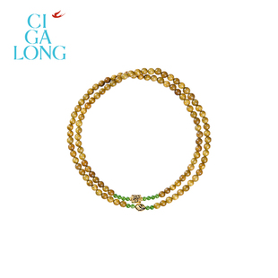 CIGALONG龙梓嘉虚怀空竹绿檀项链珠落玉盘新中式 珠宝