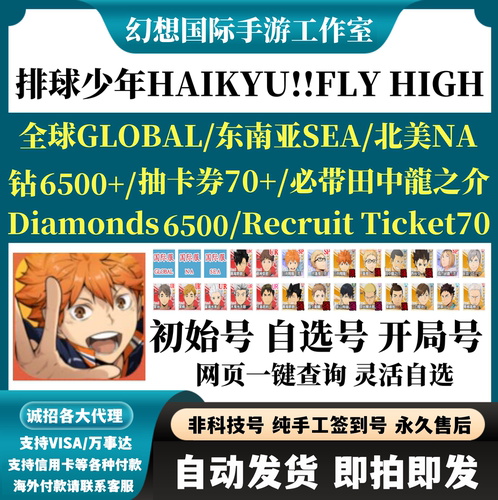 HAIKYU!!FLY HIGH排球少年北美服国际服东南亚资源自抽自选初始号