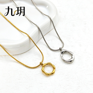 九玥 不锈钢1.2MM圆蛇针式链可调节锁骨链抽拉万能项链