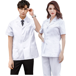 白大褂短款男短袖工作服医生服夏季薄款半身小褂推拿按摩牙科口腔
