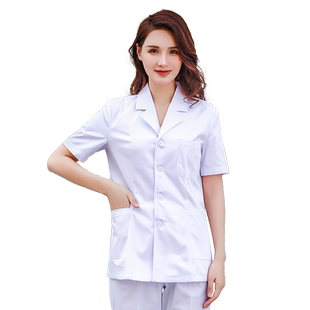 白大褂短袖短款女医生服中医门诊康复医师理疗服男夏季薄款工作服