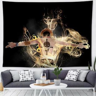 日式动漫海贼王路飞艾斯挂布壁饰酒吧咖啡厅房间床头装饰布背景布