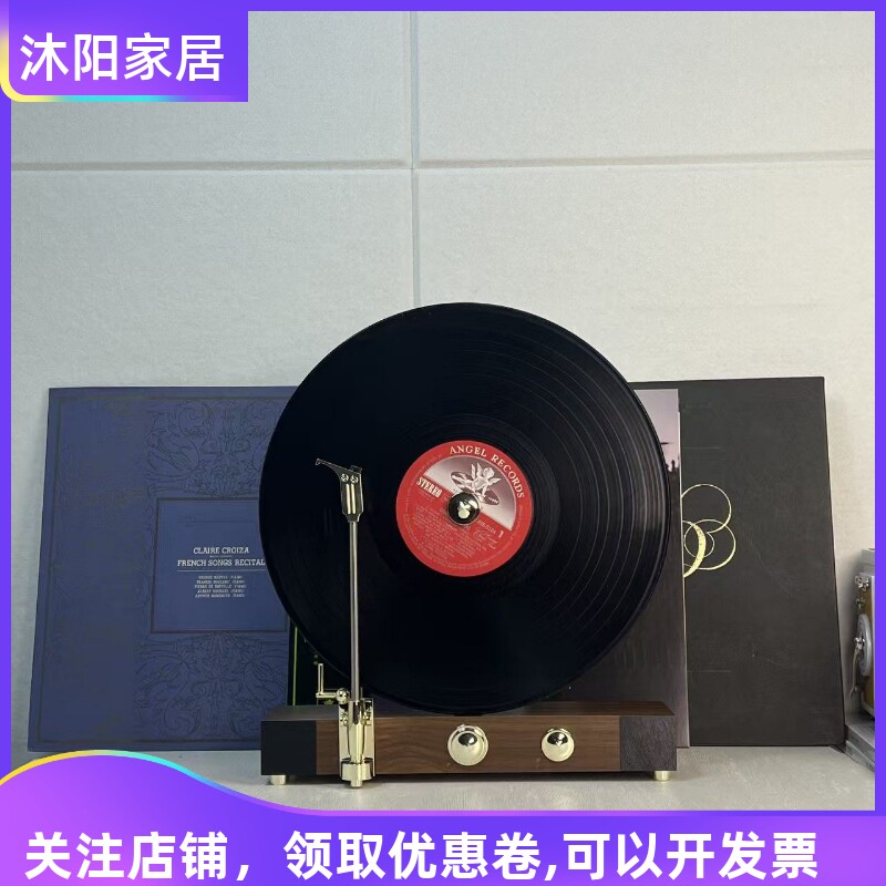 现代轻奢立式复古留声机黑胶唱片机模型摆件别墅样板间软装饰品