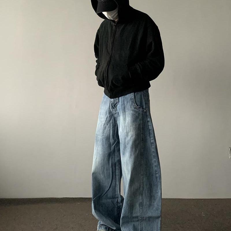 美式复古弯刀牛仔裤男女同款