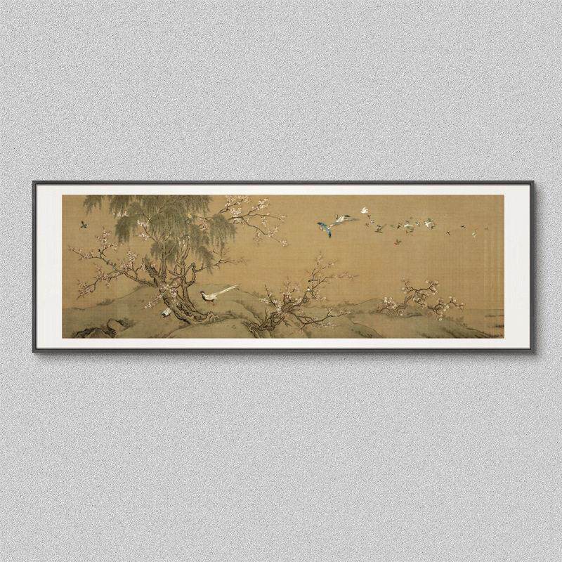 新中式客厅沙发背景墙上百鸟朝凤挂画餐厅包厢级感横幅装饰画