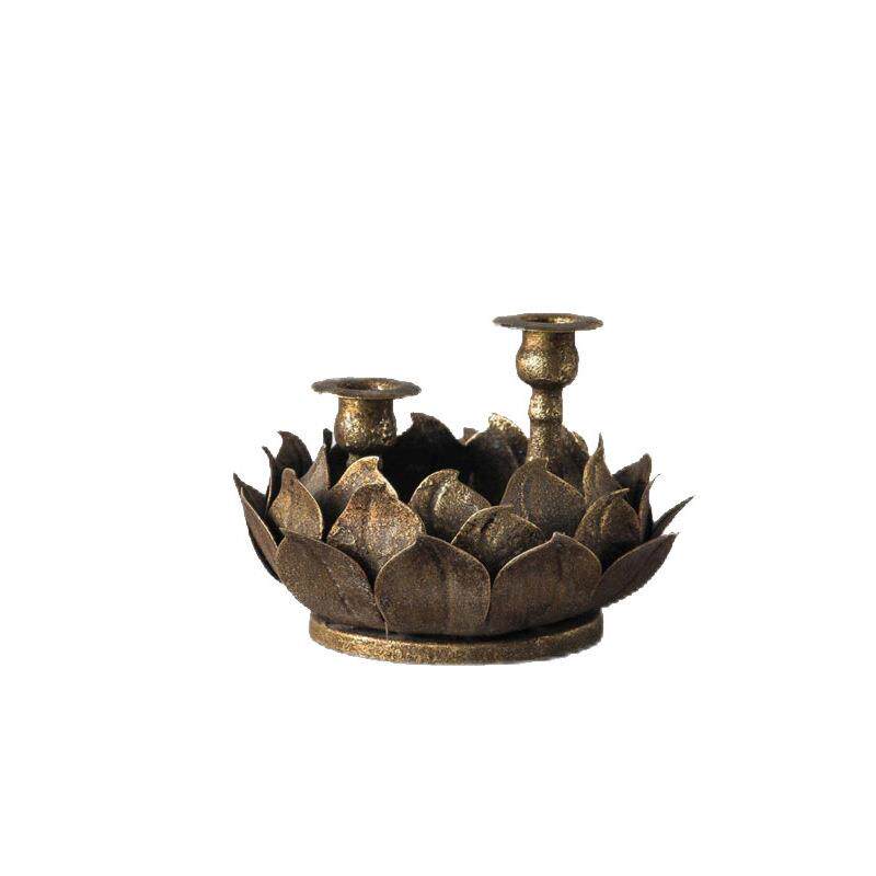 禅意莲花桌面蜡烛台个性创意小摆件工艺品中古风蜡烛底座复古饰品