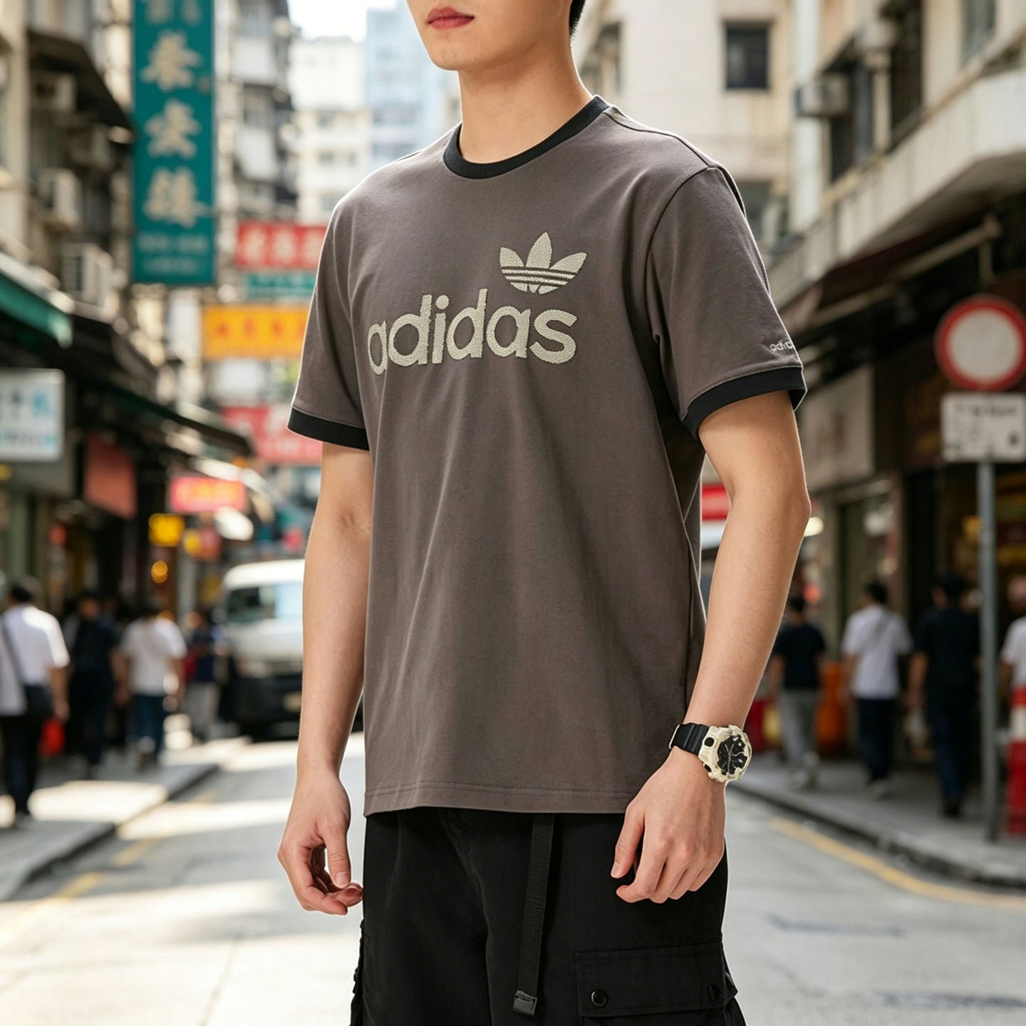 阿迪达斯三叶草男短袖2026夏季新款RINGER TEE休闲快干T恤 KY8453图片