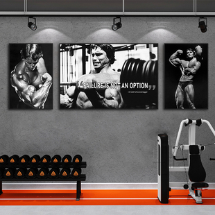 施瓦辛格装饰画健身房健美会所肌肉男挂画私教工作室器材馆壁画