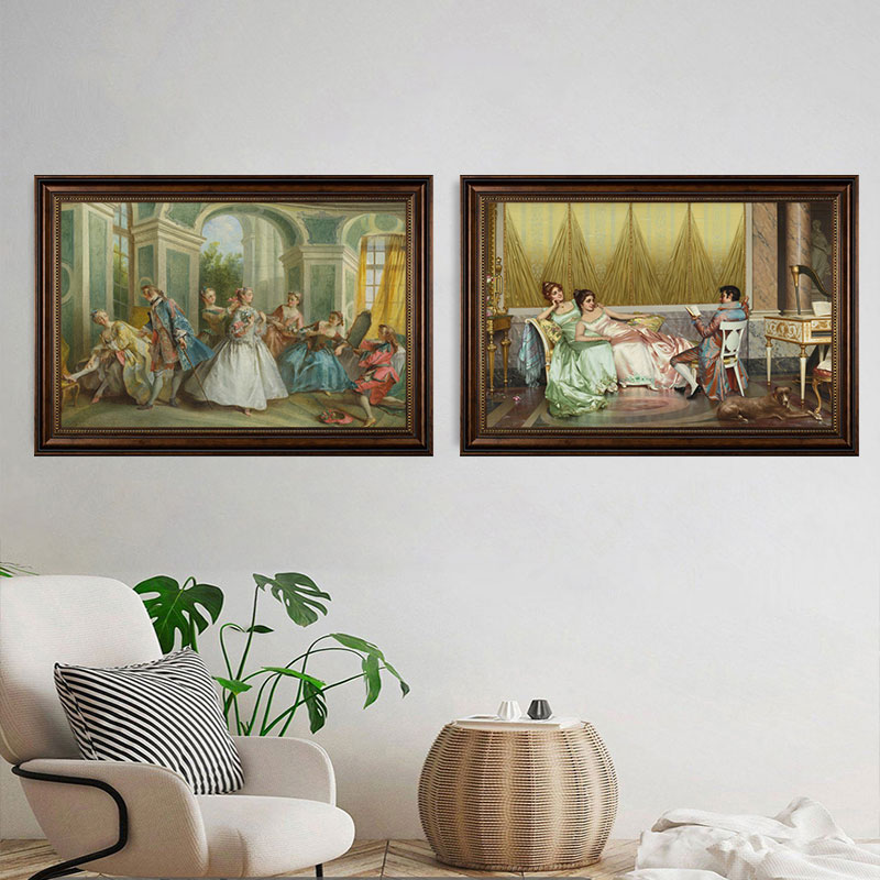 音乐教室复古框装饰画走廊美式人物油画玄关挂画钢琴房乐器壁画