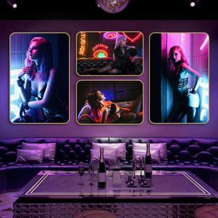 酒吧装饰画音乐餐吧KTV娱乐会所挂画歌厅清吧性感美女迪斯科壁画