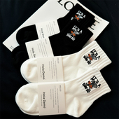 男生运动袜潮ins女袜高品质刺绣男士 短袜白色袜子男纯棉透气船袜